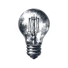 The Bulb Lamp. Black White Vector Illustration.	