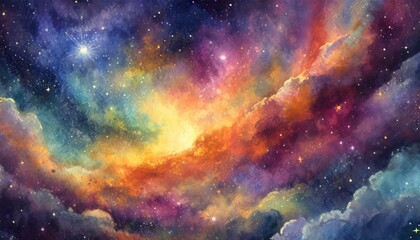 Wall Mural - beautiful cosmic masterpiece of colorful galaxies, filled with countless stars and distant astronomi