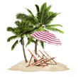 © Rawpixel.com - Summer vacation png island sticker, palm trees on transparent background