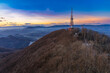 The top of the Boč mountain after the sunset on a beautiful winter afternoon, Slovenia