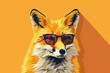 stylish fox with sunglasses on bold solid background faceted vector illustration