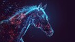 Empty low poly style horse with luminous lines and dots. AI generated