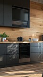 Fototapeta Konie - Kitchen appliance showroom with a mock-up of a modern kitchen setup