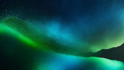 Wall Mural - blue green neon light, dark night, grainy grunge texture, abstract fantasy background, gradient colo