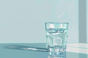 Wall Mural - water glass filled to the brim on kitchen counter simple yet striking minimalist composition digital illustration