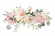© Lucija - watercolor floral bouquet with pink roses peonies and eucalyptus perfect for wedding stationery soft pastel colors