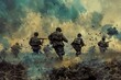 world war ii soldiers battling on the battlefield gritty and realistic scene digital painting