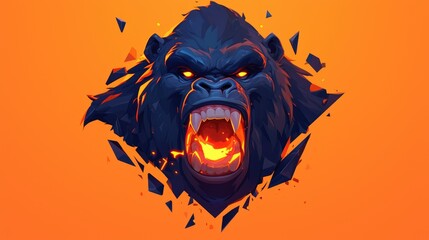 Wall Mural - Evoking the fierce pride of a gorilla the esports mascot logo roars with intensity