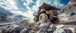 Massive Dump Truck Traversing Rugged Quarry Landscape