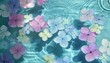水面に浮かぶ紫陽花の花びら