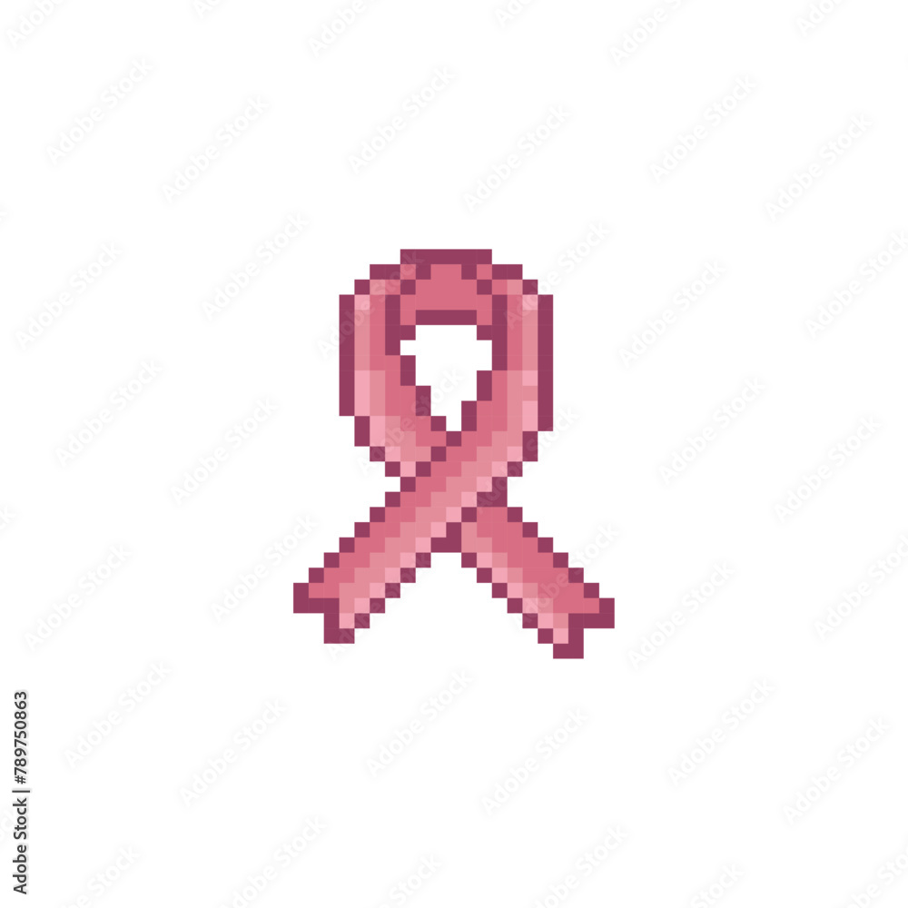 Breast cancer symbol ribbon, pixel art Stock Vector | Adobe Stock