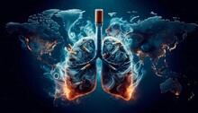 Stop Smoking Concept With Lungs Burning From Cigarettes For World No Tobacco Day Awareness