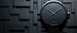 Dark, sleek 3D squares forming the face of a modern minimalist watch,