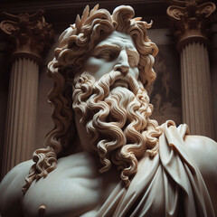 Wall Mural - Illustration of a Renaissance marble statue of Hades. He is the king of the underworld, God of the dead and riches, Hades in Greek mythology, known as Pluto in Roman mythology.