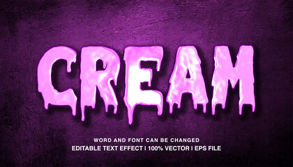 Wall Mural - Cream editable text effect template, pink slime glossy font style typeface. premium vector