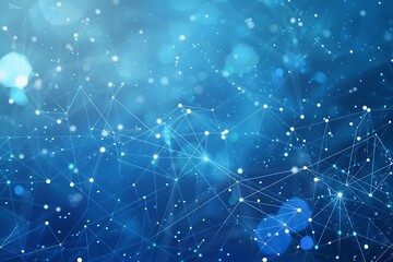 Wall Mural - Technology dots connecting blue background.