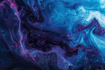 Wall Mural - vivid and richly textured abstract background featuring a cosmic blend of blue and purple shades, re