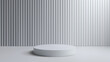 Product display background, minimalist circle podium with vertical pattern background, grey tone