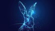 Futuristic rabbit or bunny ears in glowing low polygonal style isolated on dark blue background. Chinese New Year, Easter symbols. AI generated