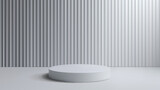Fototapeta Sypialnia - Product display background, minimalist circle podium with vertical pattern background, grey tone