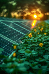 Wall Mural - solar panels on the grass