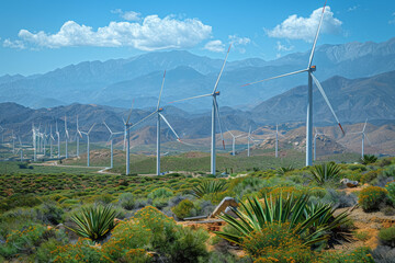 Wall Mural - wind turbines farm