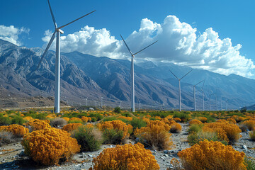 Wall Mural - wind turbines farm