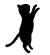 横向きで二足で立つ猫のシルエット クレヨンタッチ