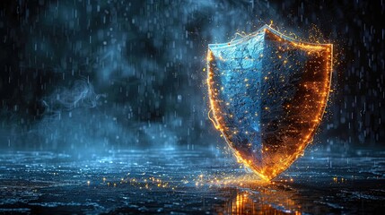 Wall Mural - cyber and information network security technologies and system. concept of data flow with digital sh