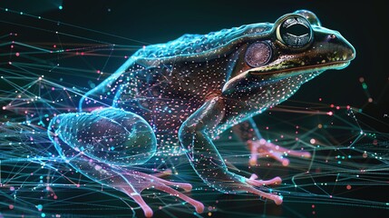 Wall Mural - big data visualization. a digital frog in flow information. information aesthetic design. generative