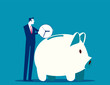 Business person save time with piggy bank. Vector illustration concept