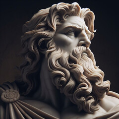 Wall Mural - 3D illustration of a Renaissance marble statue of Zeus, king of the gods, who was also the god of the sky and thunder, one of the Twelve Olympus in ancient Greek mythology. Statue of greek god.