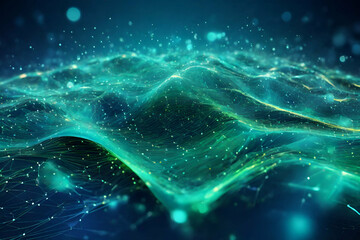 Wall Mural - abstract digital technology speed connect blue green background, cyber nano information
