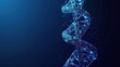 DNA spiral 3d symbol in blue low poly style. Biotech, science, genome design concept illustration. AI generated