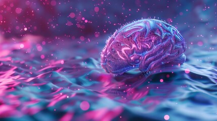 Poster - 3d illustration. Brain. Digital solution.