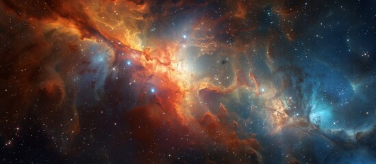 Wall Mural - captivating close-up view of a beautiful galaxy displaying twinkling stars and a colorful nebula ami