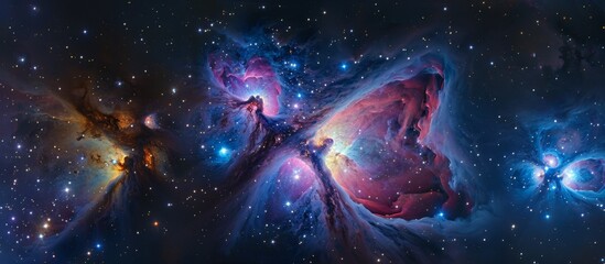 Wall Mural - two well-known nebulae, the butterfly nebula, and the orion nebula, are seen within the constellatio