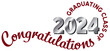 © Christine - White background - Graduating Class of 2024 in maroon text in a circle around the year. 2024 is in metallic silver gray text. Congratulations in dark red script on a wavy line.