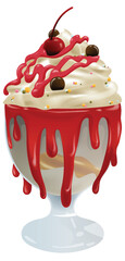 Wall Mural - Vector illustration of a tempting ice cream sundae