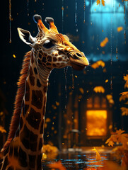 Poster - giraffe in the jungle