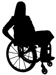 Silhouette illustration of a disabled person in a wheelchair for the celebration of Mother's Day and Disability Day in vector