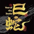 2025 Chinese calligraphy of snake for New Year Social Media Post, Card or Banner Template Design	
 (Chinese translation : snake)