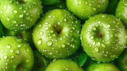 Wall Mural - fresh green apples background