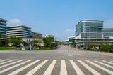 Fototapeta  - Empty paths and modern office buildings in science and technology parks, Chongqing, China.