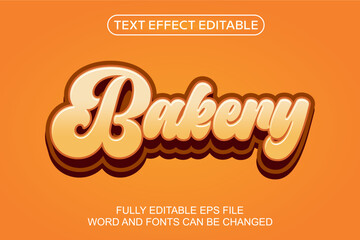 Wall Mural - 3d text effect bakery vector editable