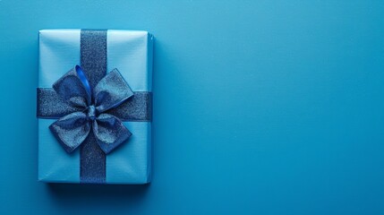 Wall Mural - Vibrant Blue Gift Box on Matching Background: Festive Present Concept