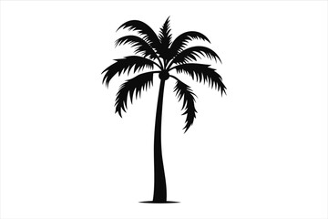 Wall Mural -  Palm Tree black shilhutti on whait background