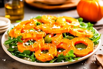 Wall Mural - A plate of salad with zucchini and other vegetables on it