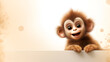 A cute adorable baby monkey Cartoon illustration Lovely and Charming on a white background