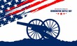 bennington battle day design background illustration with american flag and bennington cannon suitable for greeting at a bennington battle day moment in united states